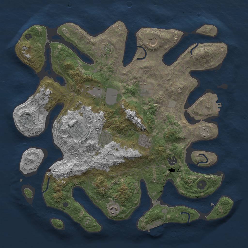 Rust Map: Procedural Map, Size: 4000, Seed: 395971, 18 Monuments