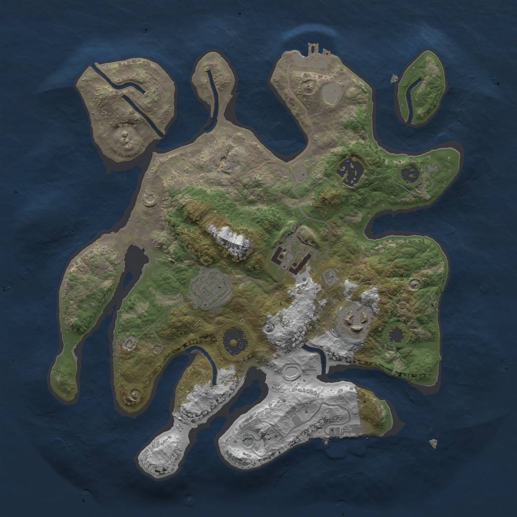 Rust Map: Procedural Map, Size: 3000, Seed: 906317, 12 Monuments