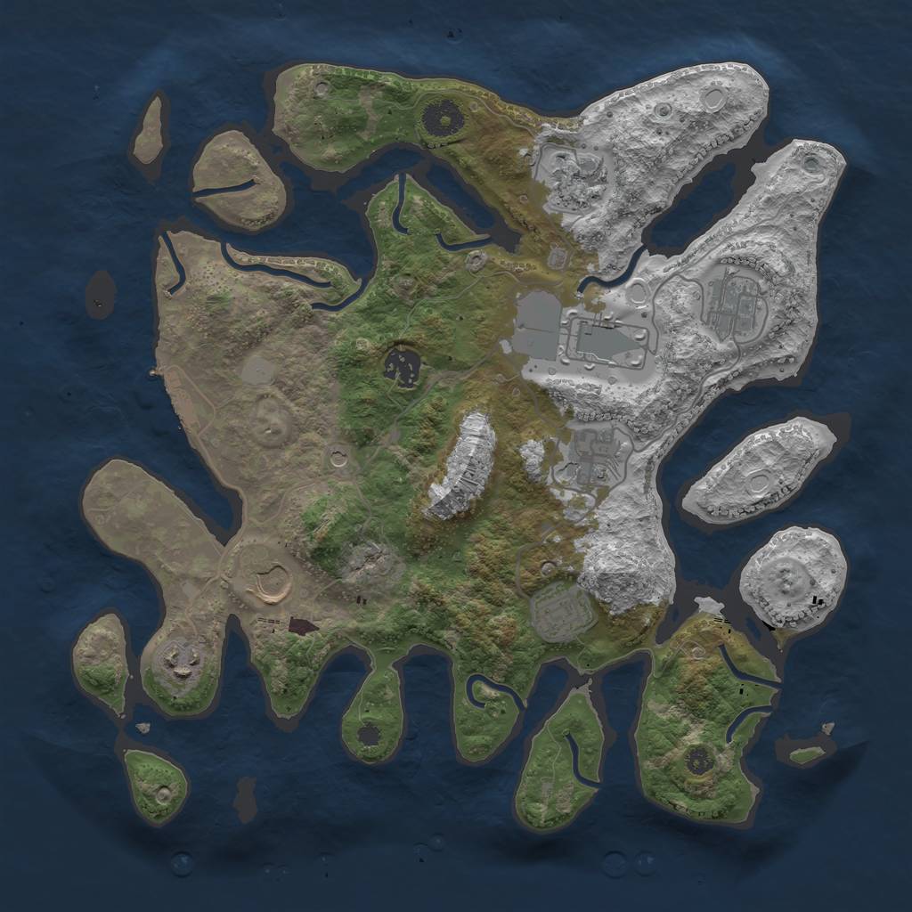Rust Map: Procedural Map, Size: 3550, Seed: 744592, 15 Monuments