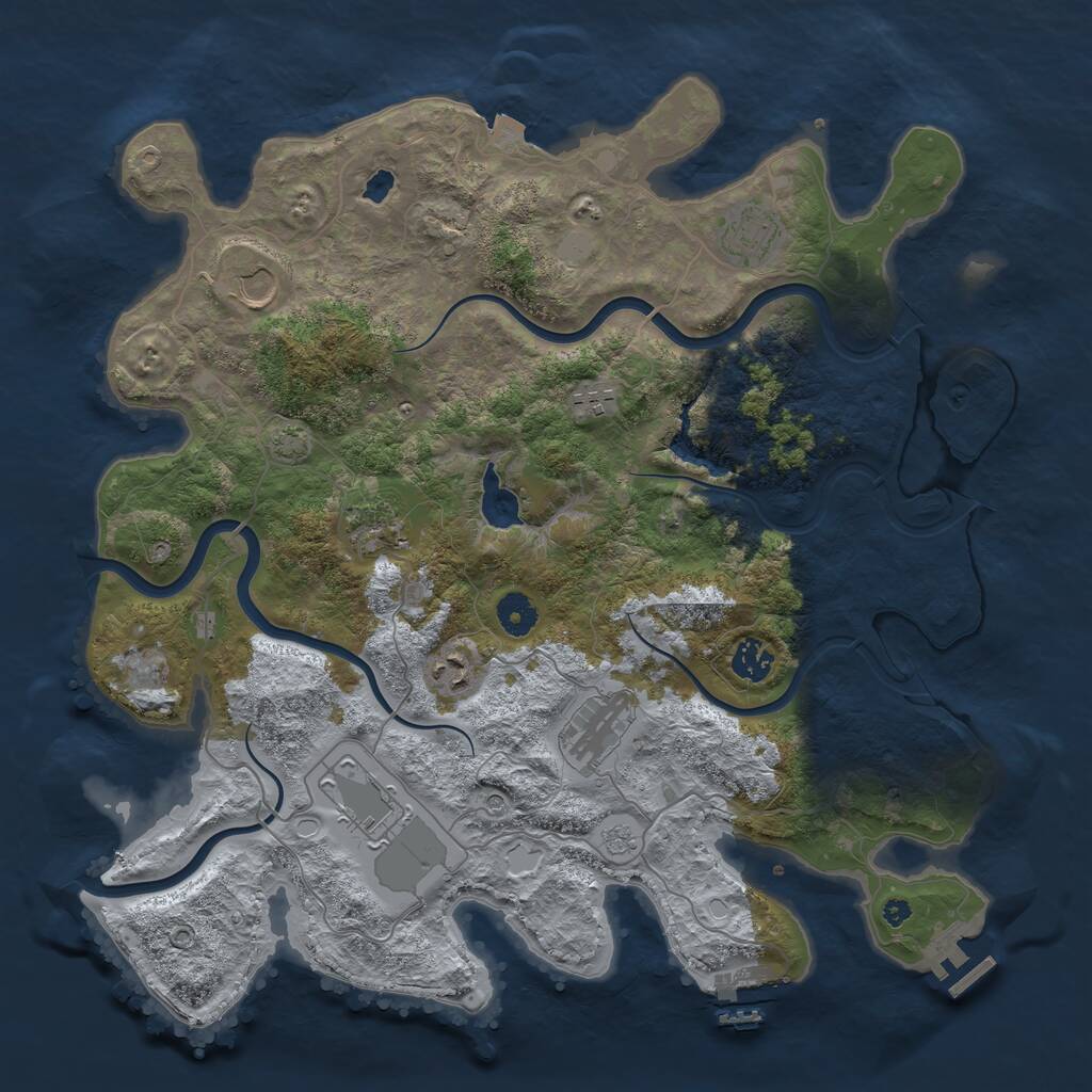 Rust Map: Procedural Map, Size: 4000, Seed: 368995, 14 Monuments