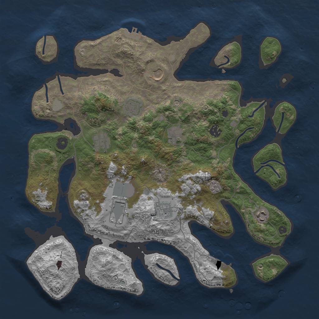 Rust Map: Procedural Map, Size: 4000, Seed: 368995, 17 Monuments