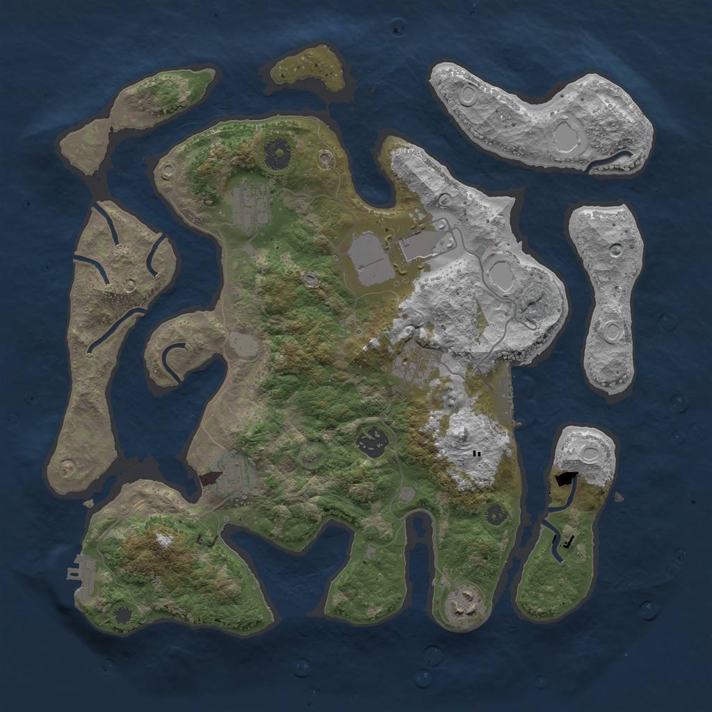 Rust Map: Procedural Map, Size: 3600, Seed: 320522588, 13 Monuments