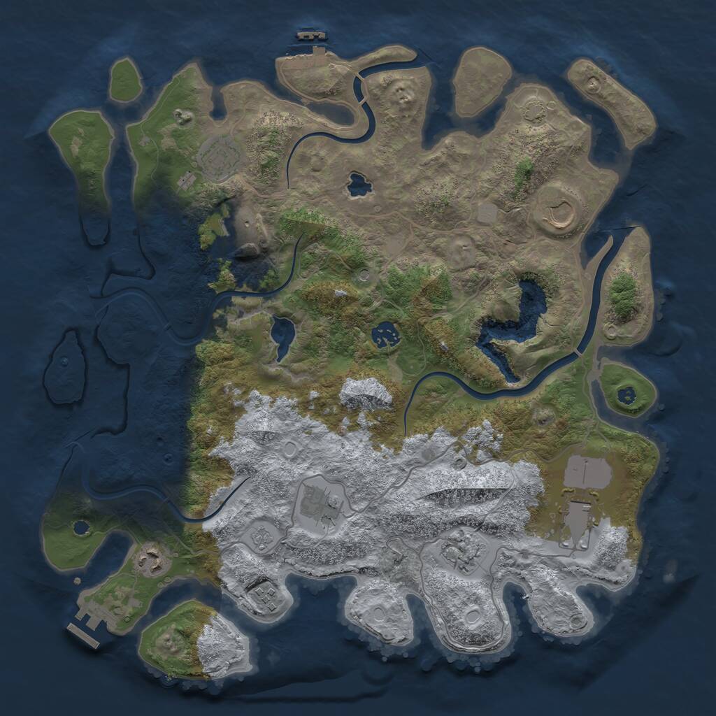 Rust Map: Procedural Map, Size: 4000, Seed: 605615, 15 Monuments