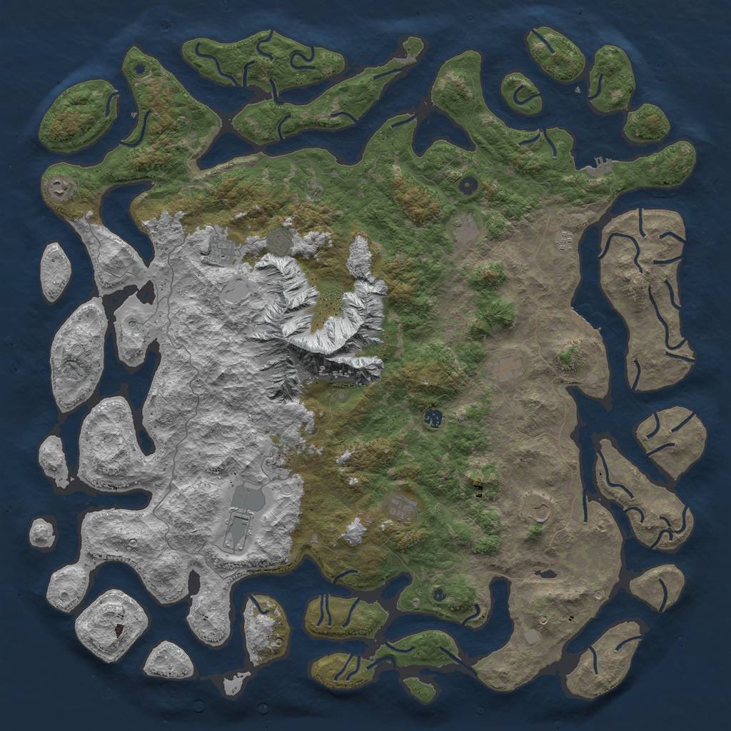 Rust Map: Procedural Map, Size: 6000, Seed: 838487996, 19 Monuments
