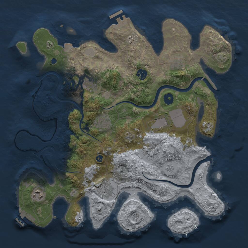 Rust Map: Procedural Map, Size: 3500, Seed: 1288846579, 15 Monuments