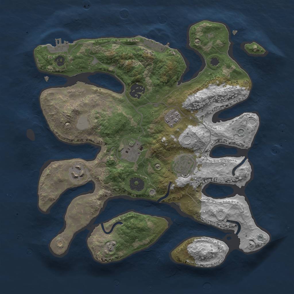 Rust Map: Procedural Map, Size: 3000, Seed: 436632, 13 Monuments