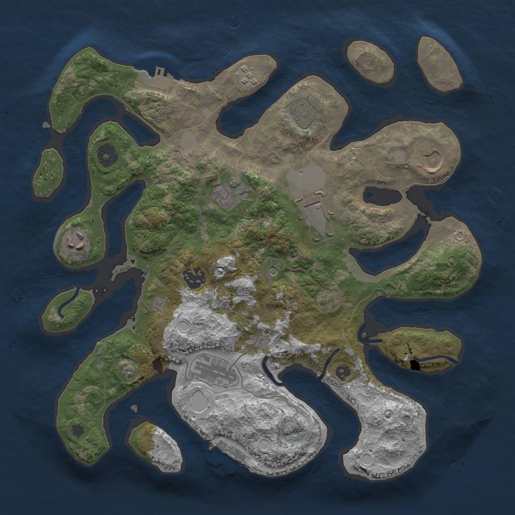 Rust Map: Procedural Map, Size: 3550, Seed: 959225, 16 Monuments