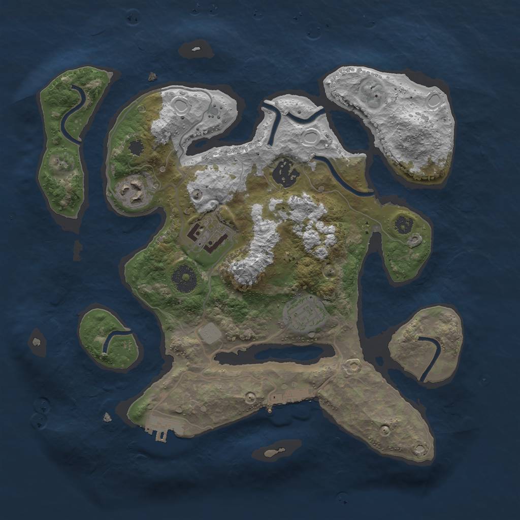 Rust Map: Procedural Map, Size: 3000, Seed: 642174, 11 Monuments