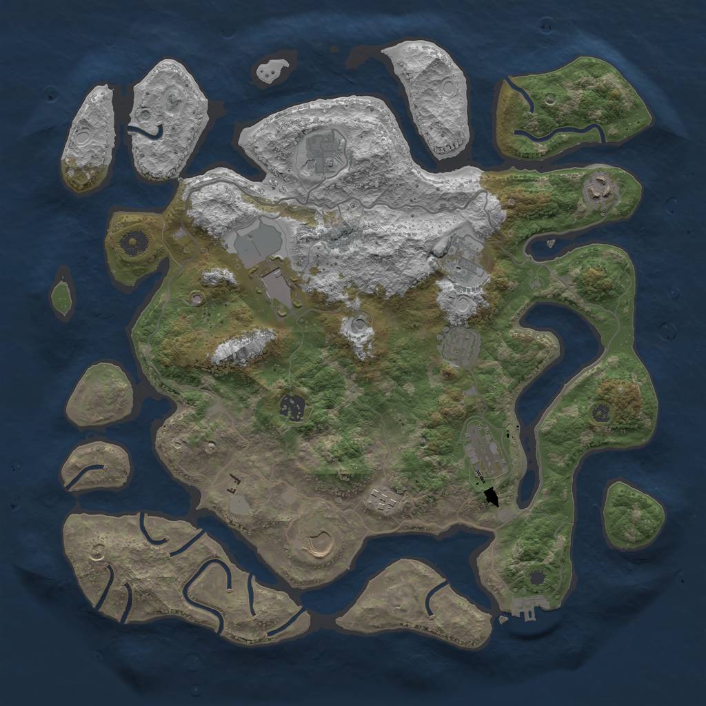 Rust Map: Procedural Map, Size: 4000, Seed: 1640290746, 16 Monuments