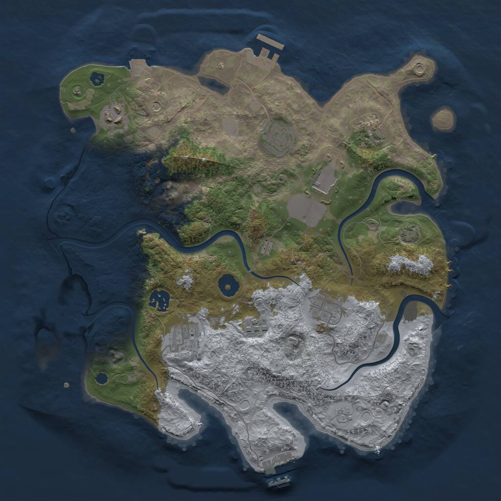 Rust Map: Procedural Map, Size: 3550, Seed: 998402, 14 Monuments