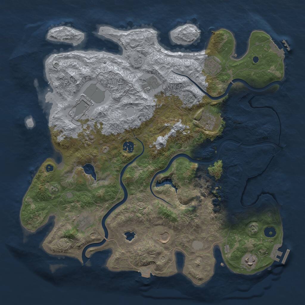 Rust Map: Procedural Map, Size: 4000, Seed: 494425, 16 Monuments