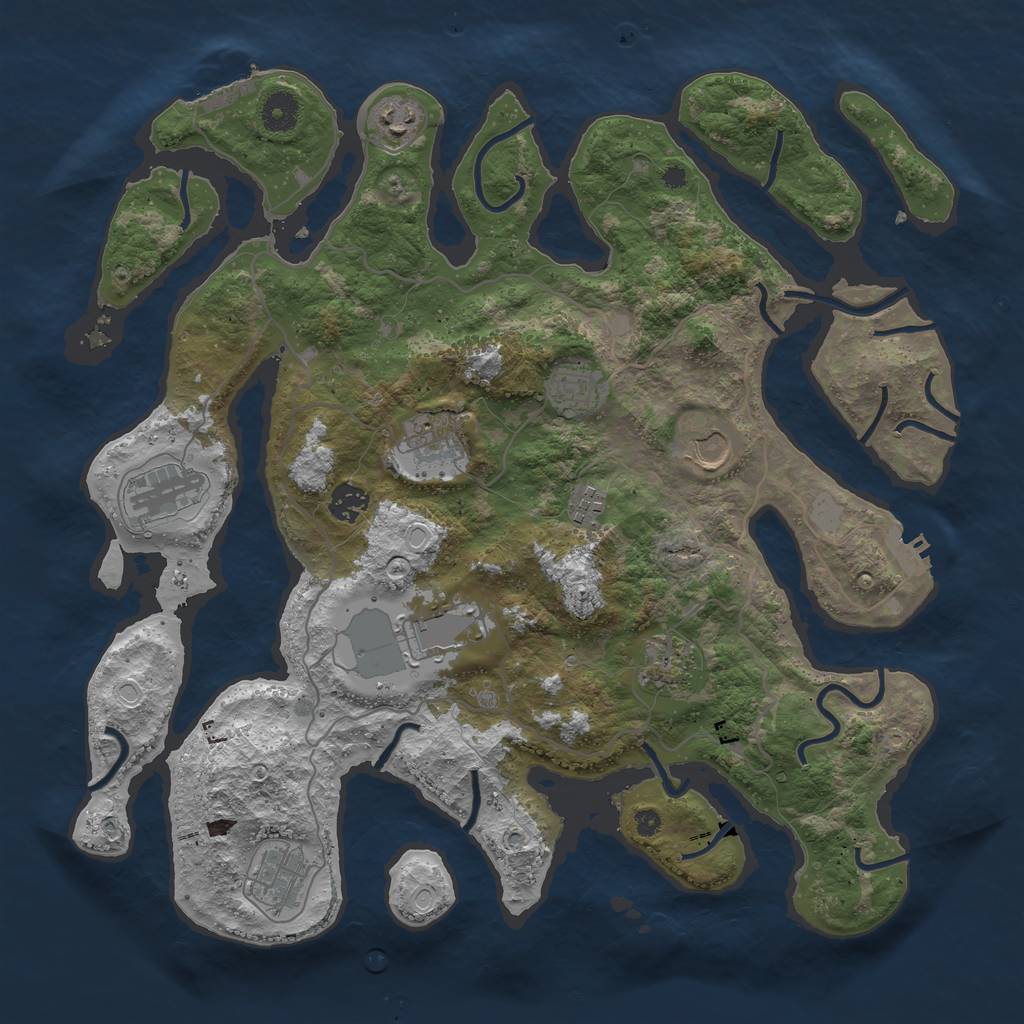 Rust Map: Procedural Map, Size: 4000, Seed: 453818, 17 Monuments