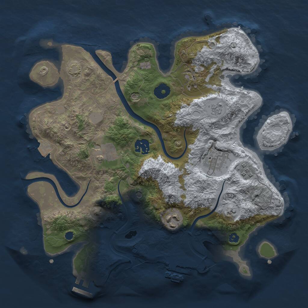 Rust Map: Procedural Map, Size: 3000, Seed: 4376321, 12 Monuments