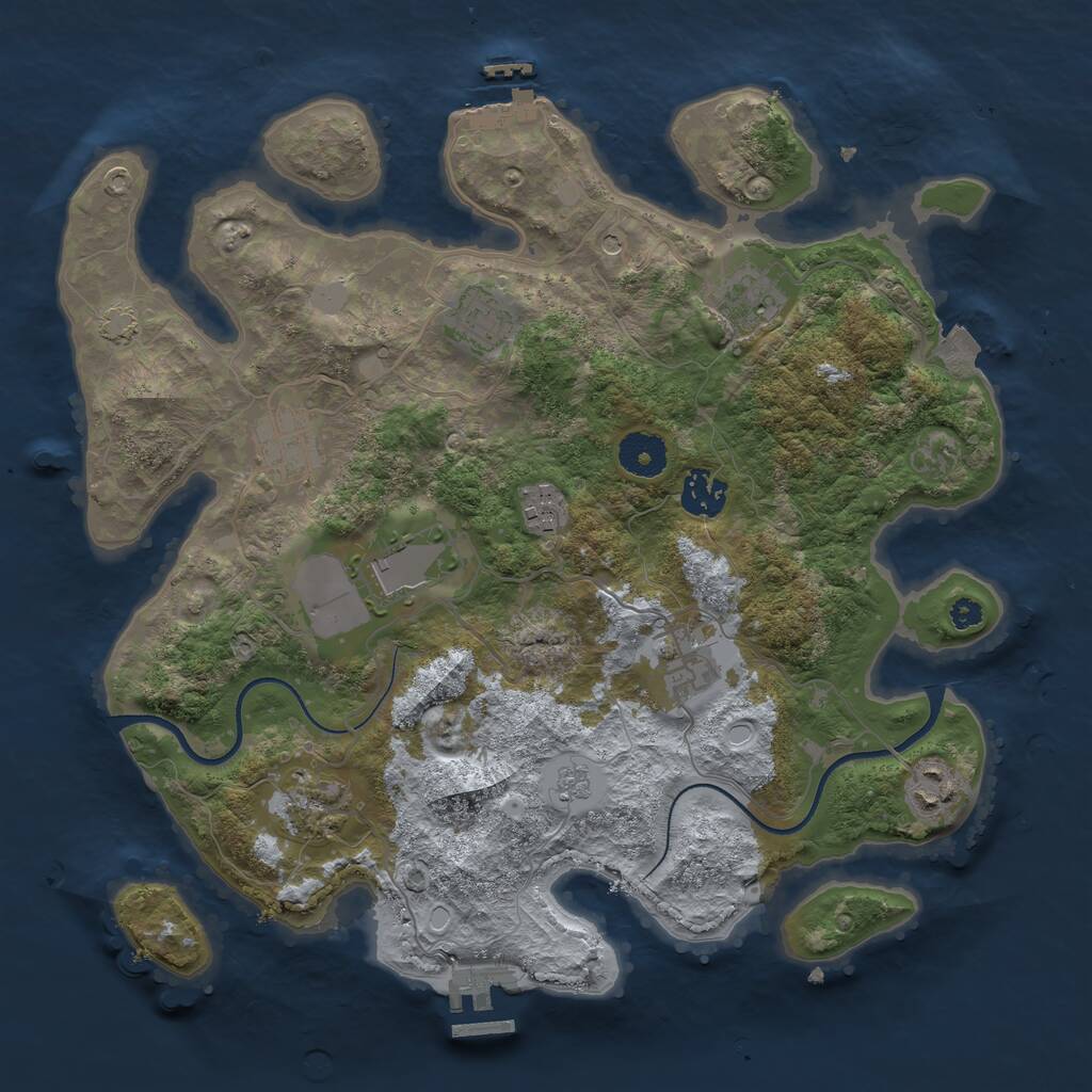 Rust Map: Procedural Map, Size: 3500, Seed: 56, 15 Monuments