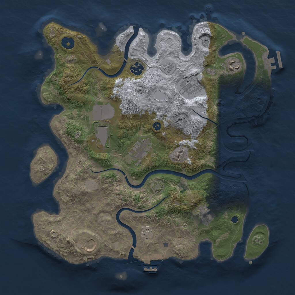 Rust Map: Procedural Map, Size: 3500, Seed: 40805188, 14 Monuments