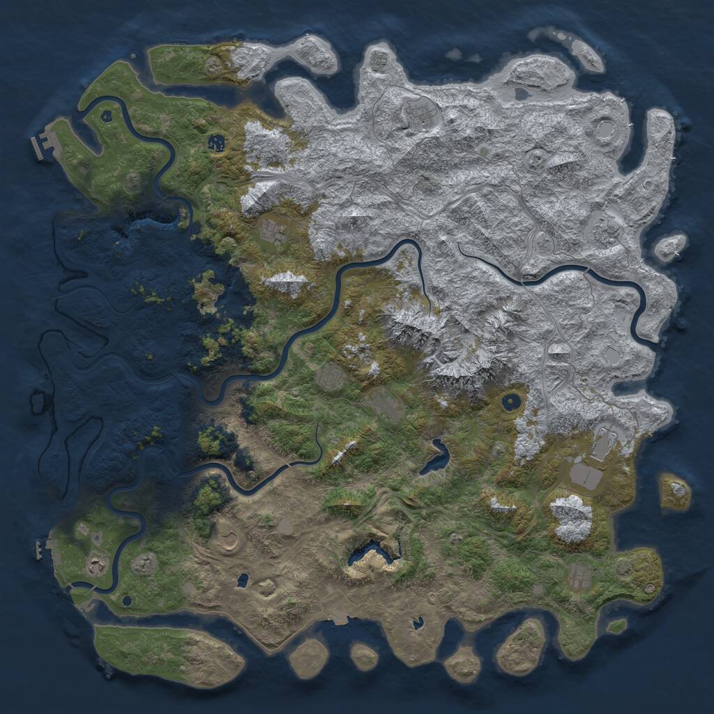 Rust Map: Procedural Map, Size: 6000, Seed: 271445345, 17 Monuments