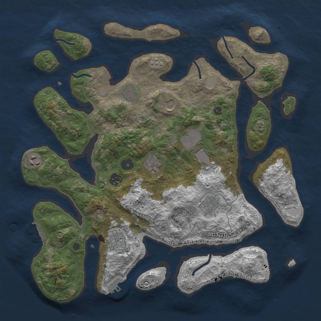 Rust Map: Procedural Map, Size: 4000, Seed: 450058, 17 Monuments