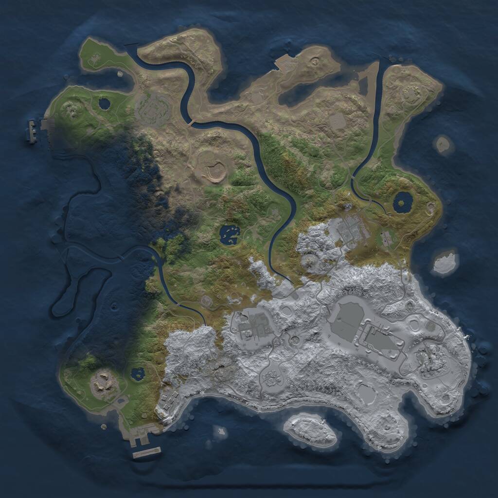 Rust Map: Procedural Map, Size: 3550, Seed: 1034131588, 15 Monuments