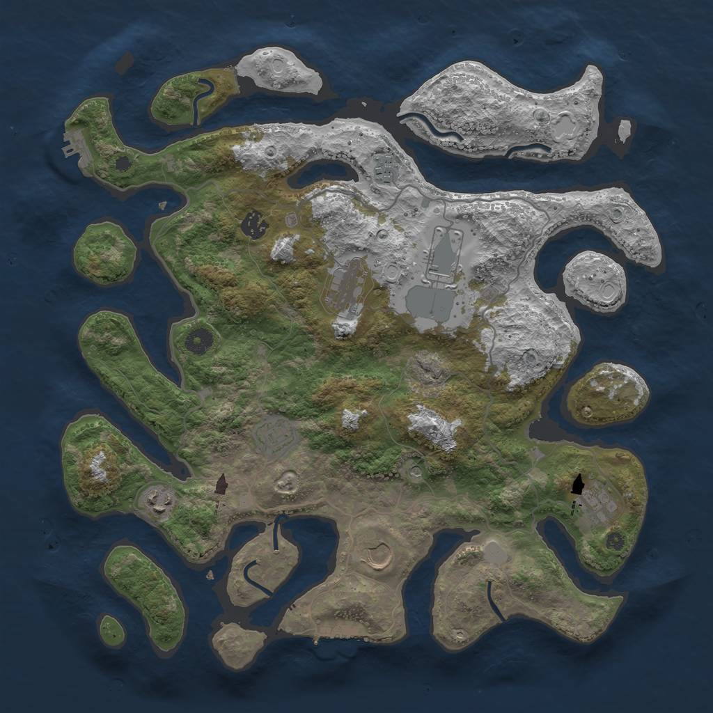 Rust Map: Procedural Map, Size: 4000, Seed: 56205, 16 Monuments