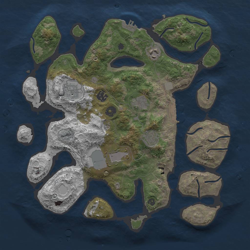 Rust Map: Procedural Map, Size: 3500, Seed: 838487996, 14 Monuments