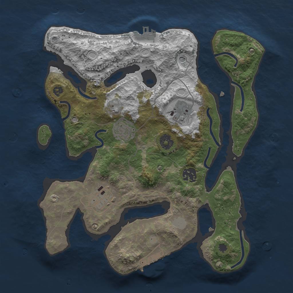 Rust Map: Procedural Map, Size: 3000, Seed: 483400, 12 Monuments