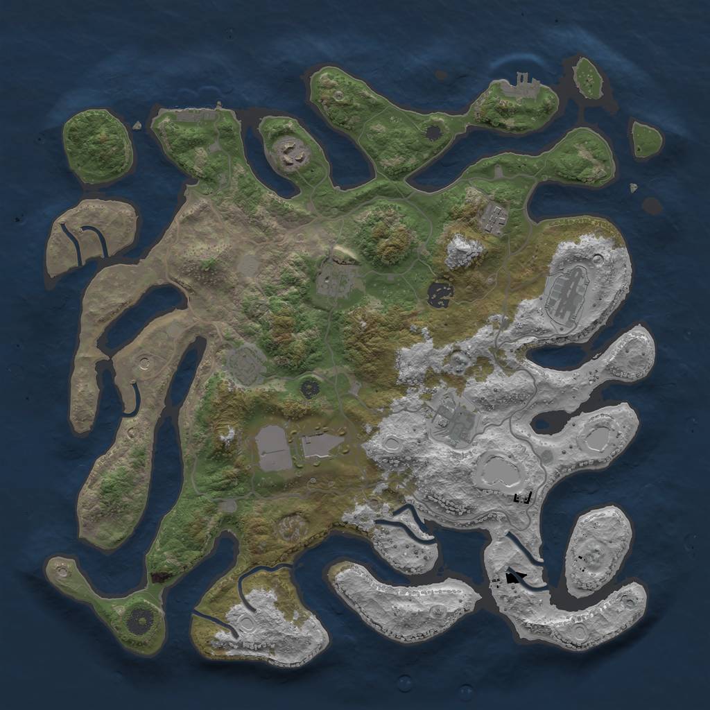 Rust Map: Procedural Map, Size: 4000, Seed: 407587, 16 Monuments