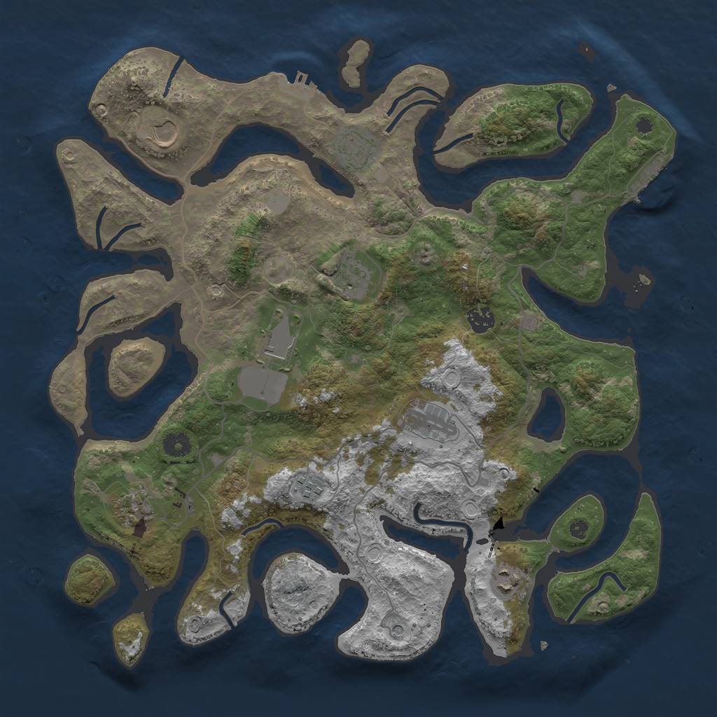 Rust Map: Procedural Map, Size: 4000, Seed: 689713, 17 Monuments