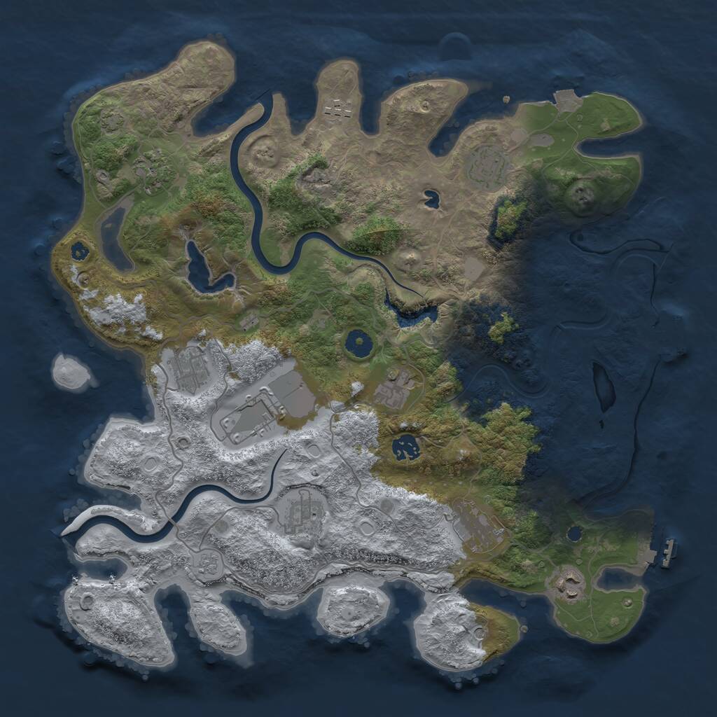 Rust Map: Procedural Map, Size: 4000, Seed: 593189, 16 Monuments