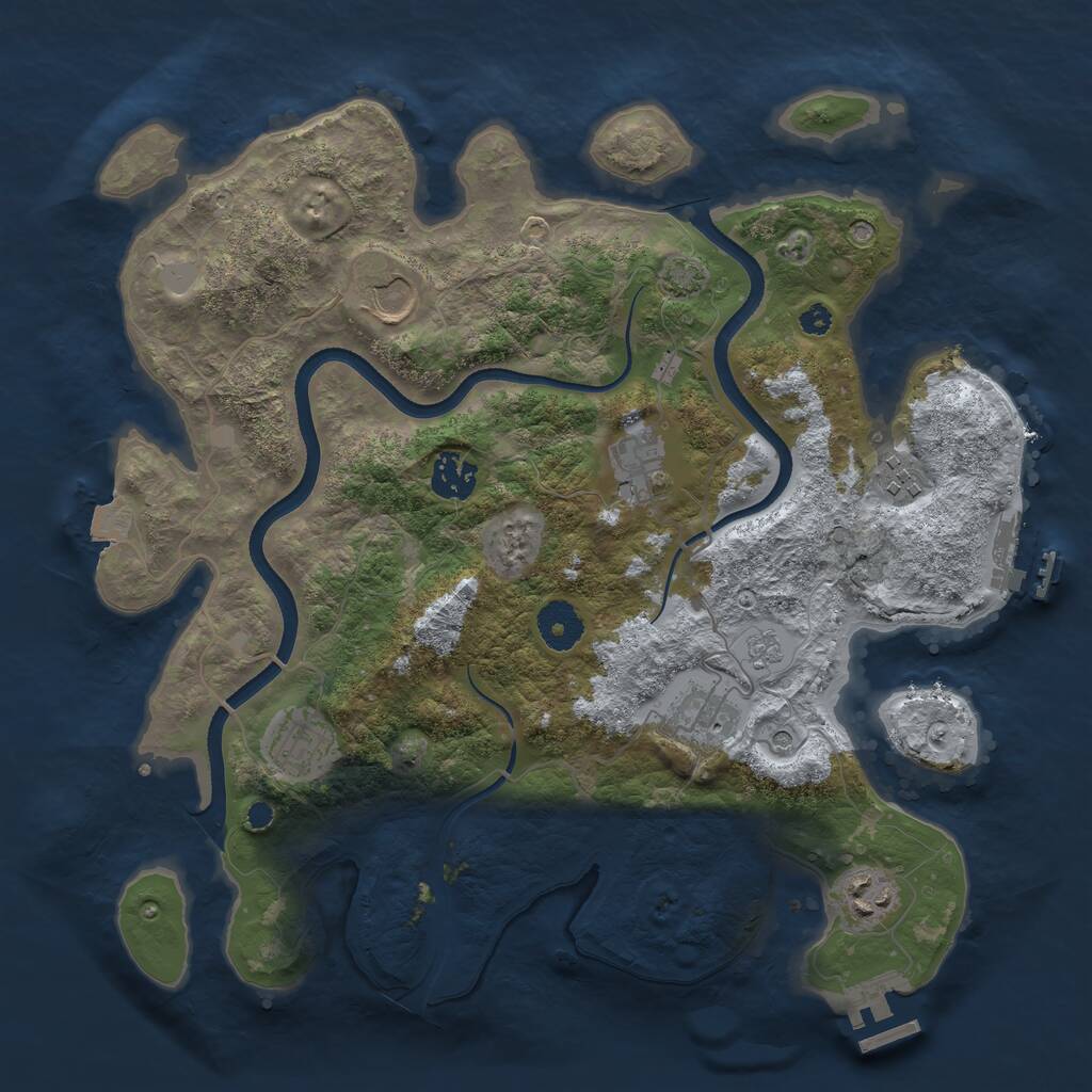 Rust Map: Procedural Map, Size: 3500, Seed: 1551842511, 13 Monuments