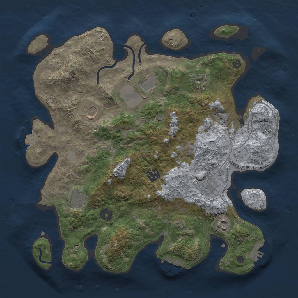 Rust Map: Procedural Map, Size: 3500, Seed: 1551842511, 16 Monuments