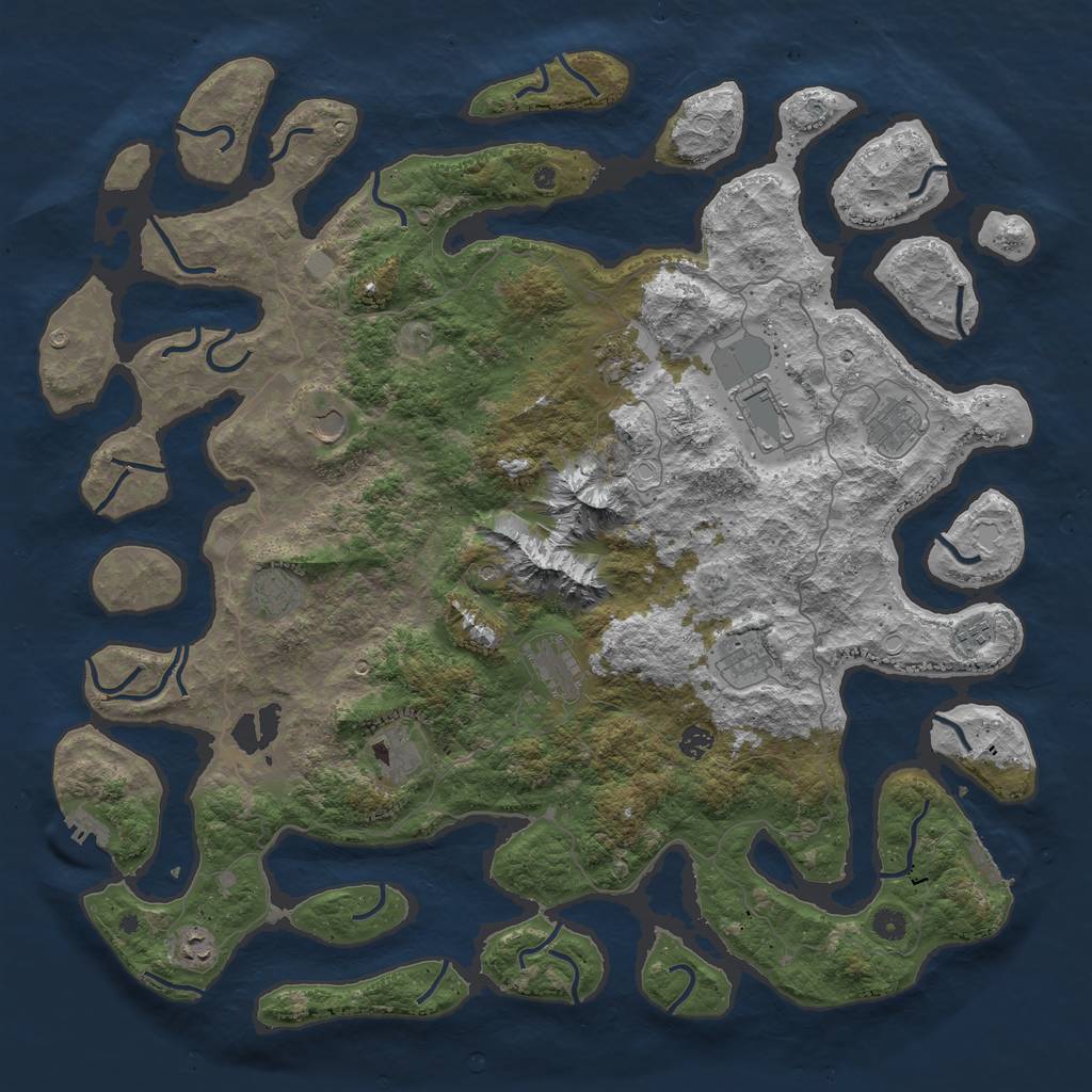 Rust Map: Procedural Map, Size: 5000, Seed: 605, 19 Monuments