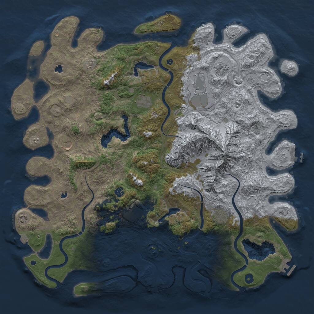 Rust Map: Procedural Map, Size: 5000, Seed: 605, 15 Monuments