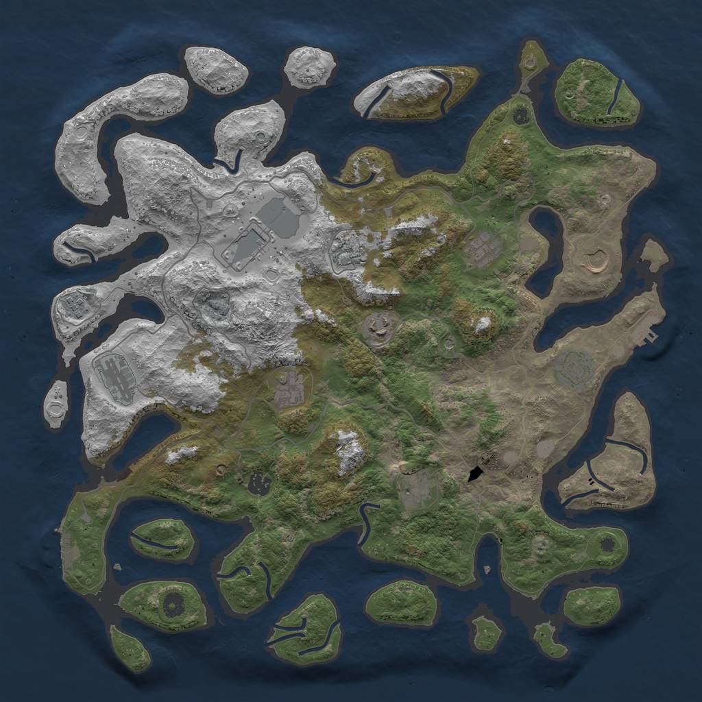Rust Map: Procedural Map, Size: 4500, Seed: 63166307, 19 Monuments