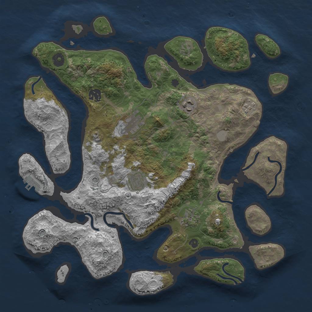 Rust Map: Procedural Map, Size: 3600, Seed: 1433349253, 13 Monuments