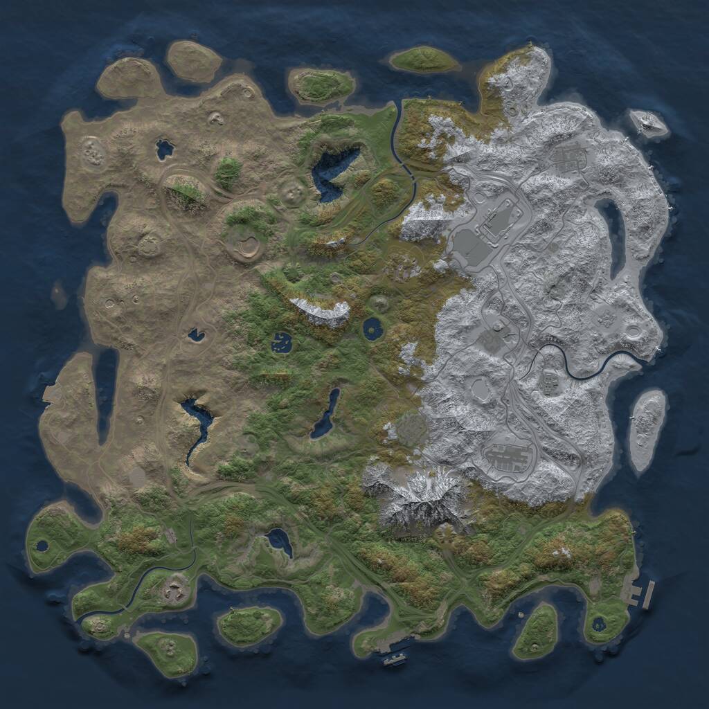 Rust Map: Procedural Map, Size: 5000, Seed: 991341507, 16 Monuments