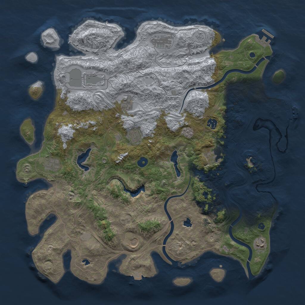 Rust Map: Procedural Map, Size: 4500, Seed: 12491, 16 Monuments