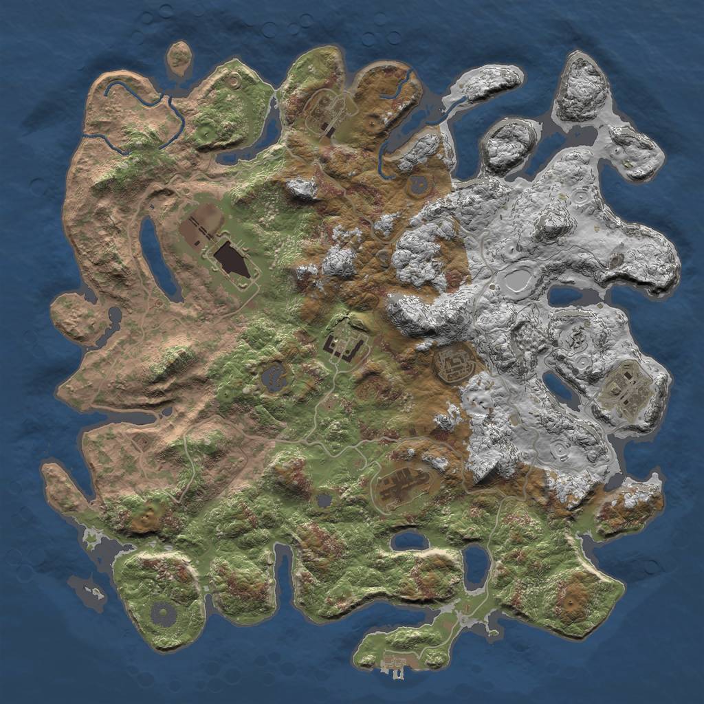 Rust Map: Procedural Map, Size: 4000, Seed: 10312019, 12 Monuments