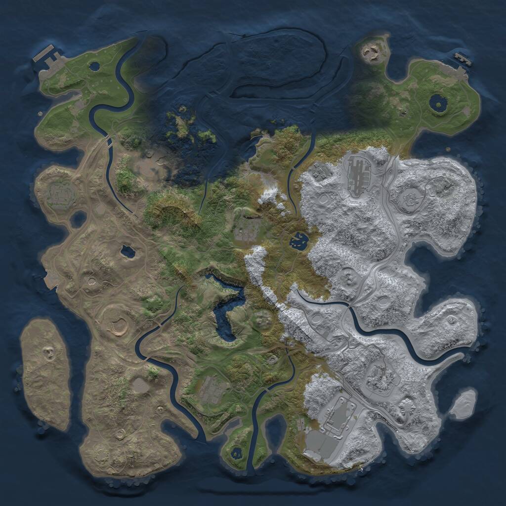Rust Map: Procedural Map, Size: 4250, Seed: 26195, 17 Monuments