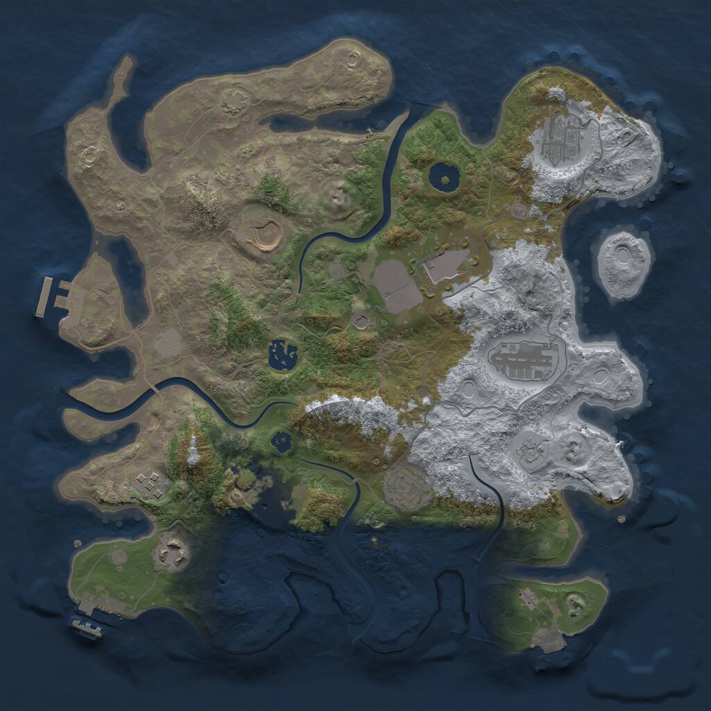 Rust Map: Procedural Map, Size: 3500, Seed: 46665877, 15 Monuments
