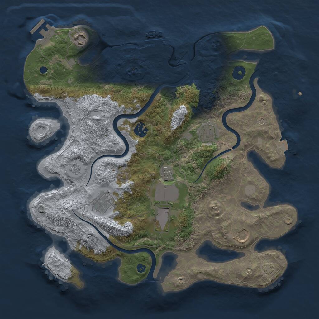 Rust Map: Procedural Map, Size: 3500, Seed: 2335, 13 Monuments