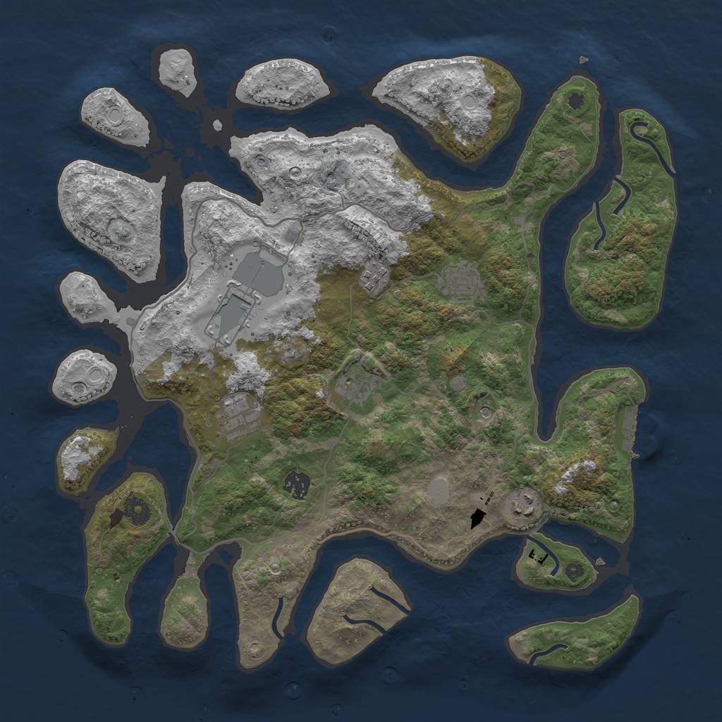 Rust Map: Procedural Map, Size: 4000, Seed: 613741, 14 Monuments