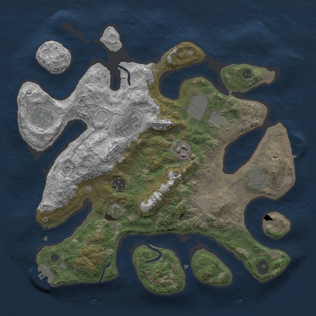Rust Map: Procedural Map, Size: 3500, Seed: 1540465898, 14 Monuments