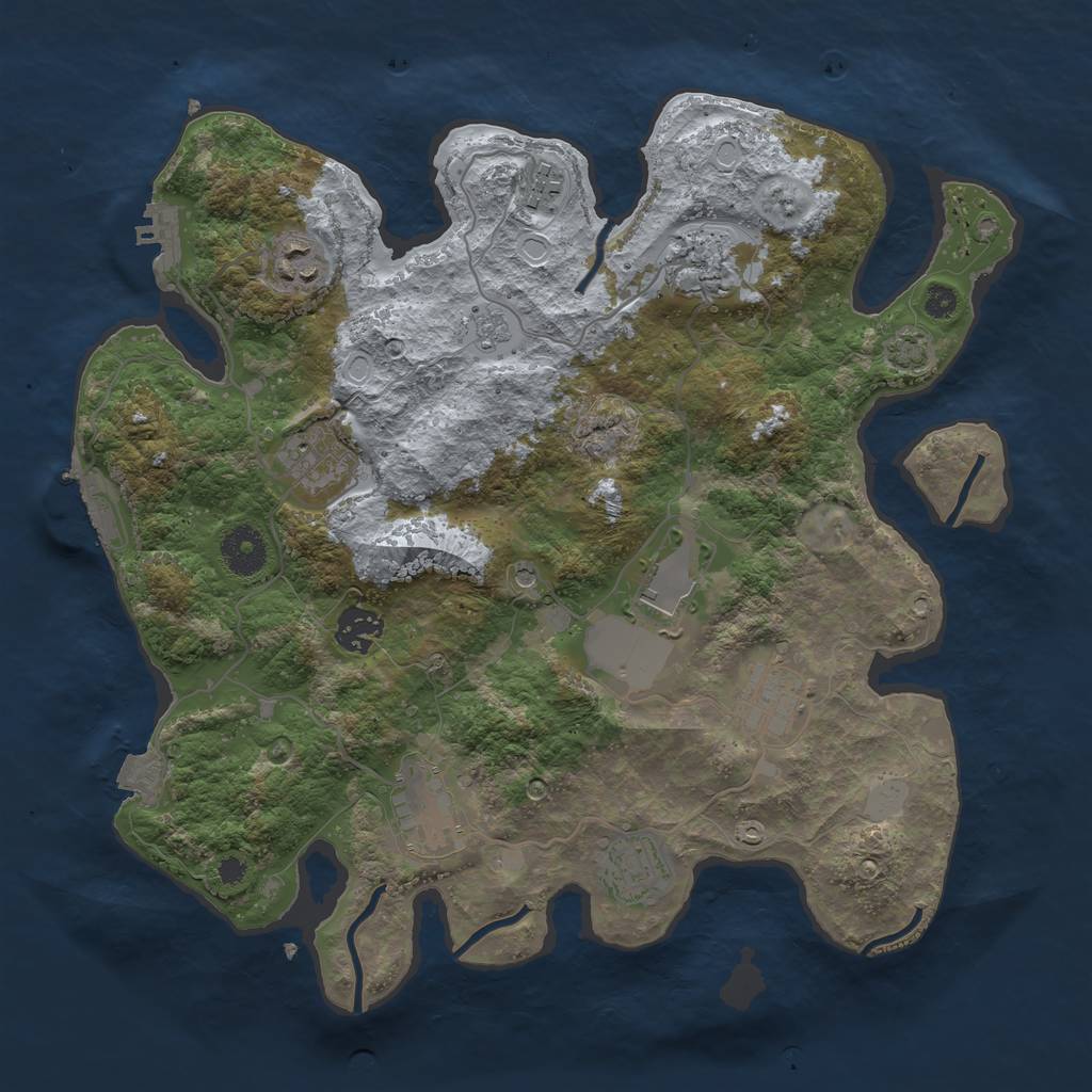 Rust Map: Procedural Map, Size: 3500, Seed: 82223, 17 Monuments