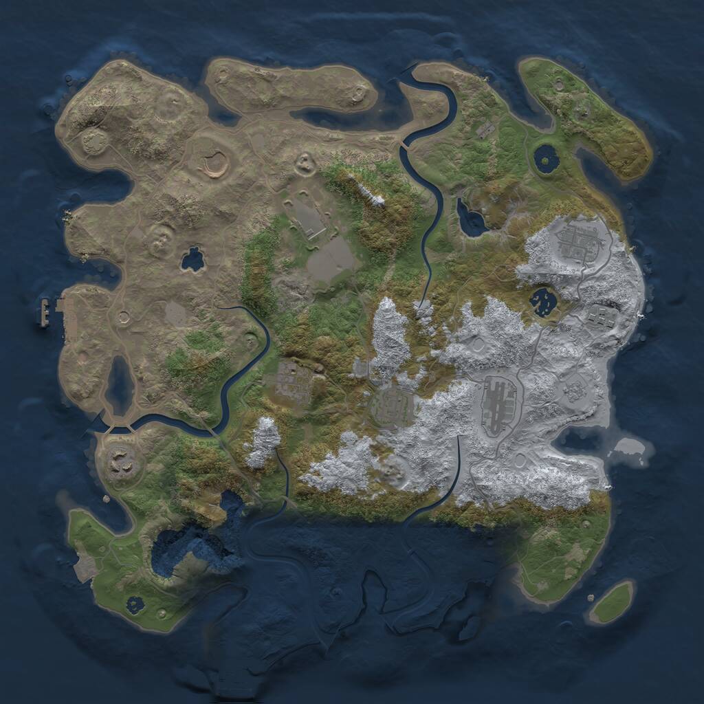 Rust Map: Procedural Map, Size: 4000, Seed: 721989, 15 Monuments