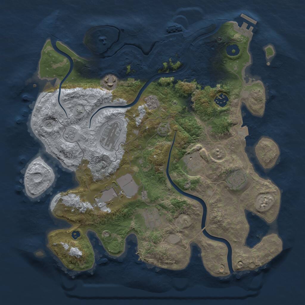 Rust Map: Procedural Map, Size: 3550, Seed: 227444, 14 Monuments