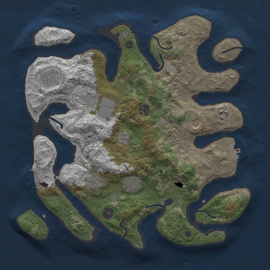 Rust Map: Procedural Map, Size: 3550, Seed: 278709, 16 Monuments
