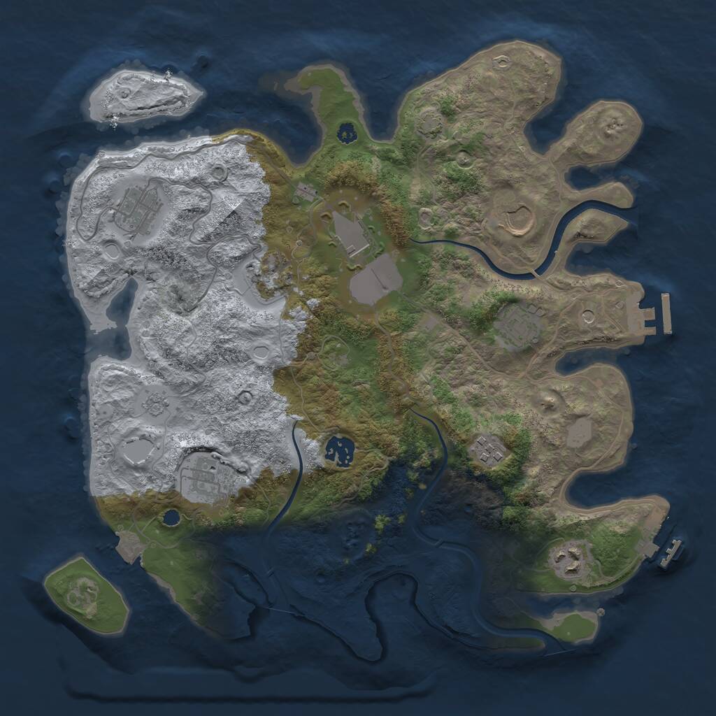 Rust Map: Procedural Map, Size: 3550, Seed: 278709, 15 Monuments