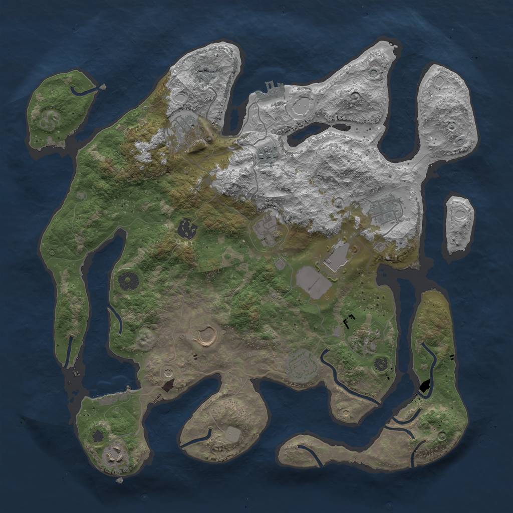 Rust Map: Procedural Map, Size: 3900, Seed: 121315421, 18 Monuments