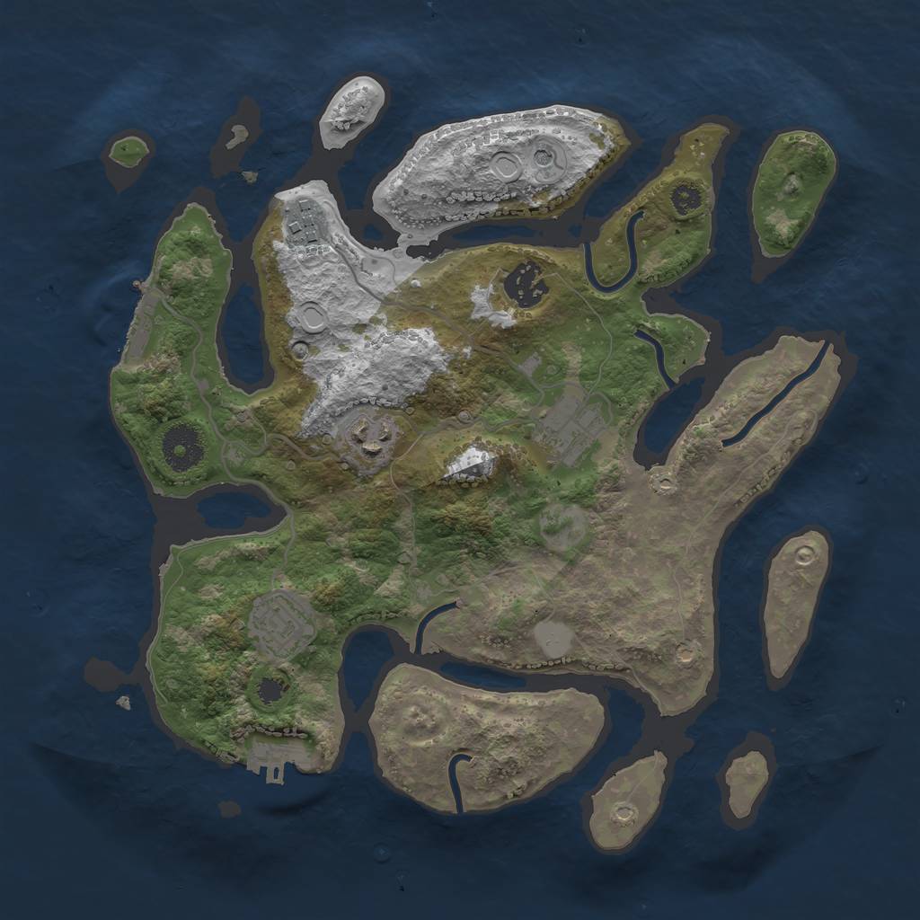 Rust Map: Procedural Map, Size: 3200, Seed: 639259959, 13 Monuments