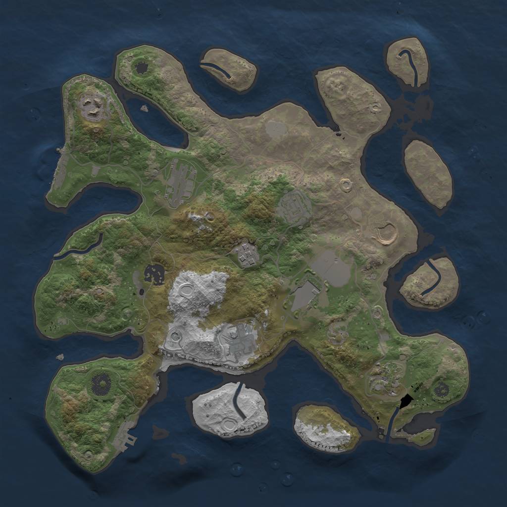 Rust Map: Procedural Map, Size: 3500, Seed: 1131711691, 17 Monuments